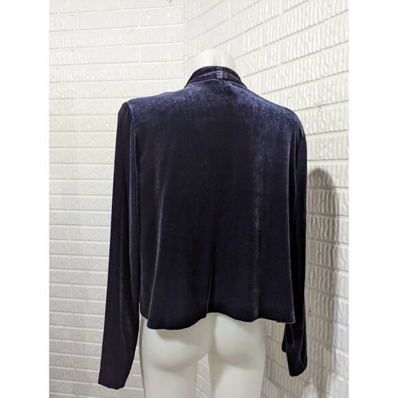 Eileen Fisher Women's Blue Open Front Velvet Blazer Jacket Size Medium - Picture 3 of 6